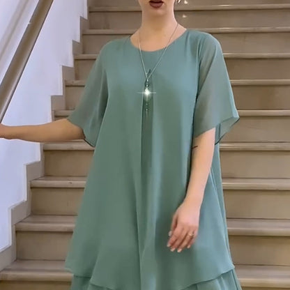 【S-4XL】🎀Női egyszínű alkalmi női plusz méret plusz méret ruha