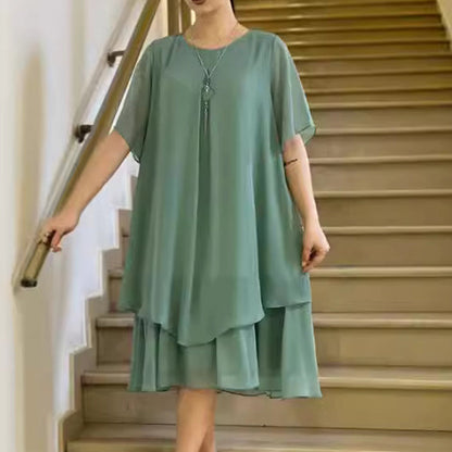 【S-4XL】🎀Női egyszínű alkalmi női plusz méret plusz méret ruha