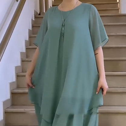 【S-4XL】🎀Női egyszínű alkalmi női plusz méret plusz méret ruha