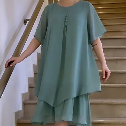 【S-4XL】🎀Női egyszínű alkalmi női plusz méret plusz méret ruha