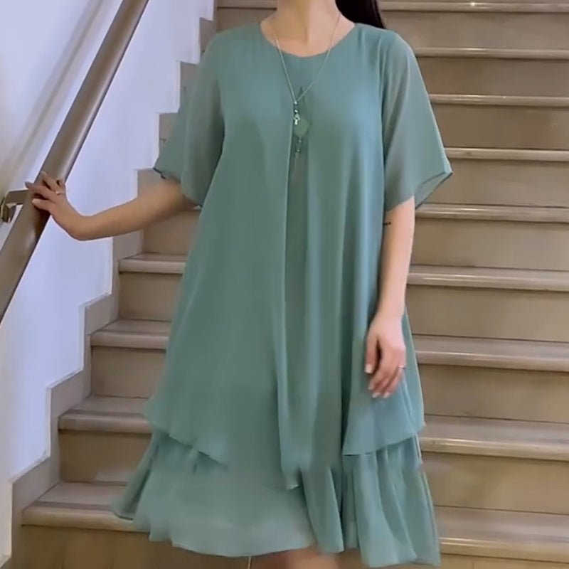 【S-4XL】🎀Női egyszínű alkalmi női plusz méret plusz méret ruha