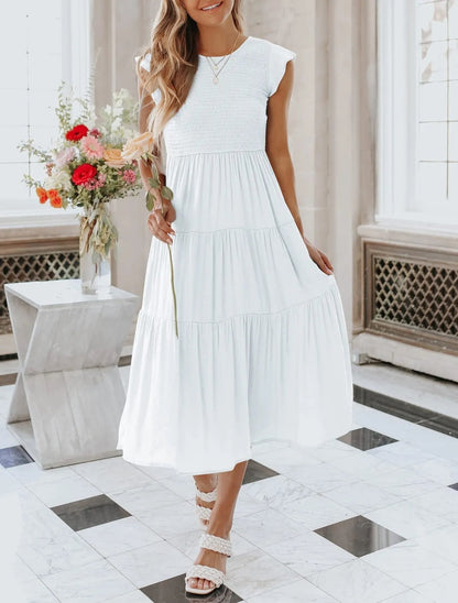 💖 UTOLSÓ NAPI PROMÓCIÓ - 50% KEDVEZMÉNY 💖Női nyári alkalmi flutter rövid Midi ruha
