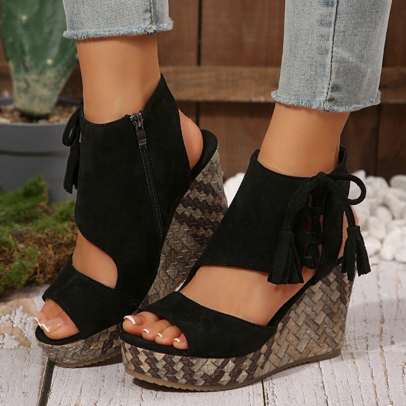 【EU 35-43】👡Tassel nyitott orrú női platform szandálok
