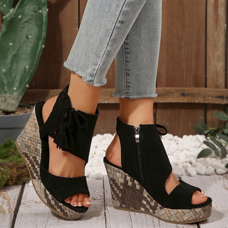 【EU 35-43】👡Tassel nyitott orrú női platform szandálok