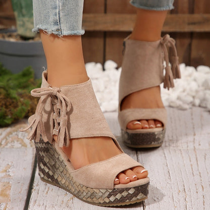 【EU 35-43】👡Tassel nyitott orrú női platform szandálok