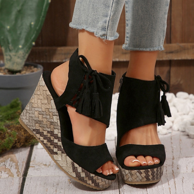 【EU 35-43】👡Tassel nyitott orrú női platform szandálok