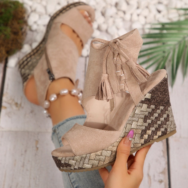 【EU 35-43】👡Tassel nyitott orrú női platform szandálok