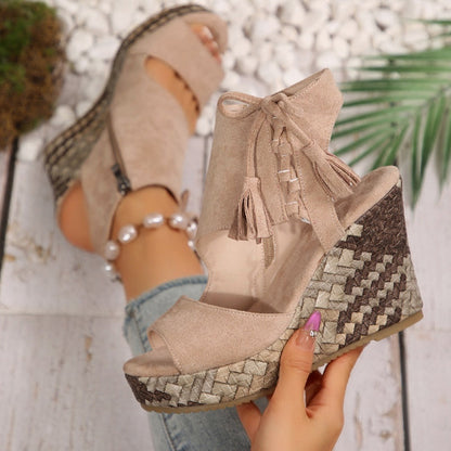 【EU 35-43】👡Tassel nyitott orrú női platform szandálok