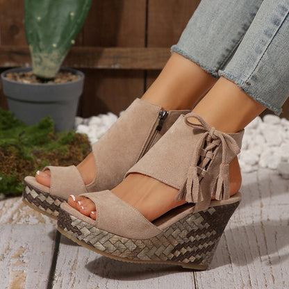 【EU 35-43】👡Tassel nyitott orrú női platform szandálok