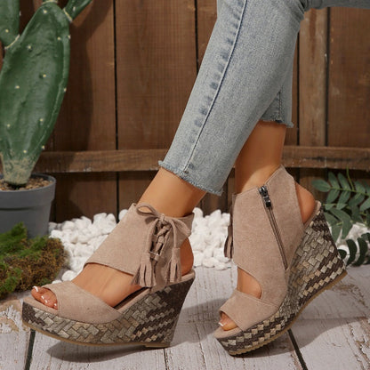 【EU 35-43】👡Tassel nyitott orrú női platform szandálok