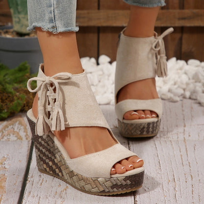 【EU 35-43】👡Tassel nyitott orrú női platform szandálok