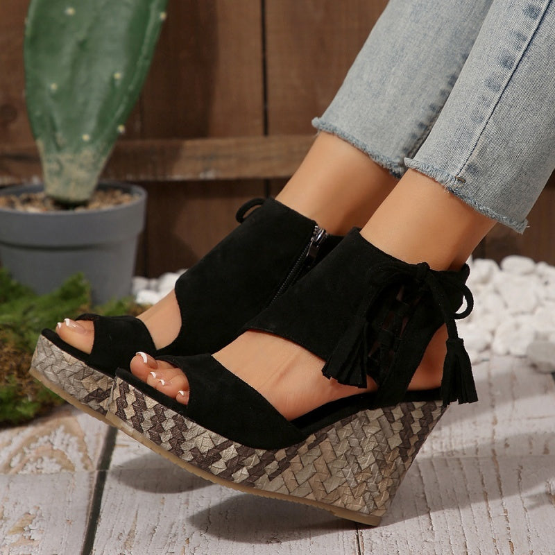 【EU 35-43】👡Tassel nyitott orrú női platform szandálok