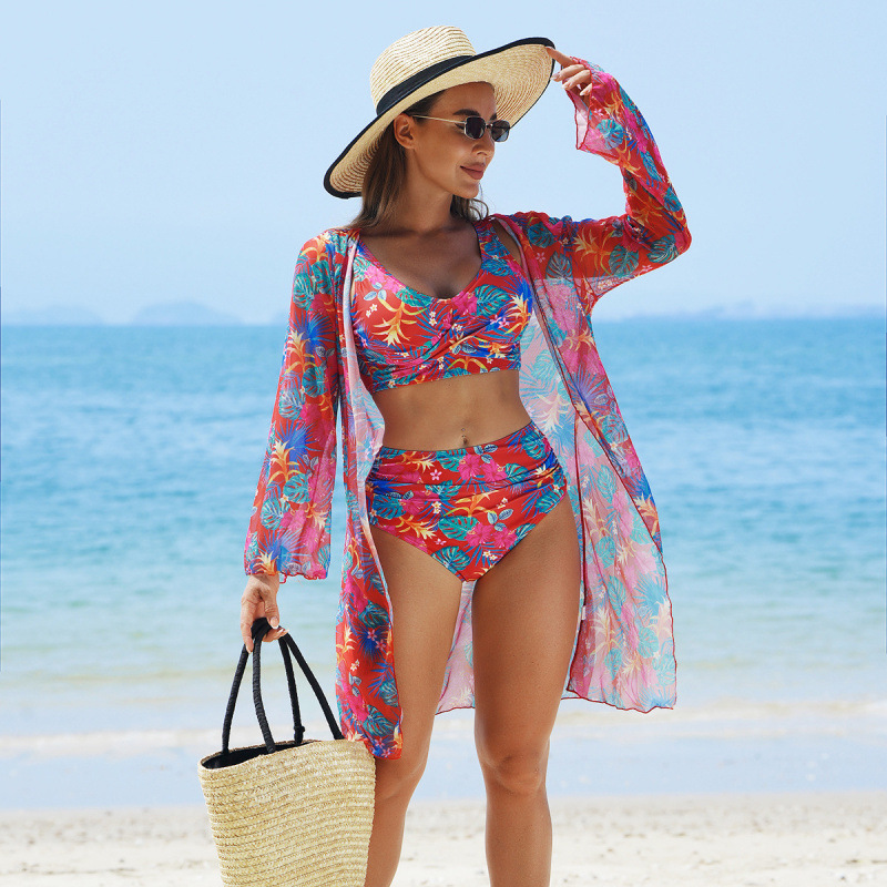 🔥👙【S-2XL】Női divatos, szexi, nyomtatott fürdőruha 3 darabos szett