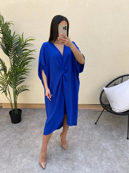 💖UTOLSÓ NAPI PROMÓCIÓ - 50% KEDVEZMÉNY💖Női V-nyakú, szabálytalan, bő ruha