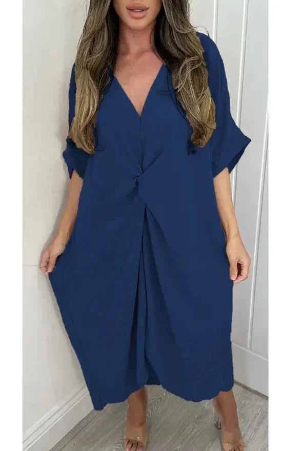 💖UTOLSÓ NAPI PROMÓCIÓ - 50% KEDVEZMÉNY💖Női V-nyakú, szabálytalan, bő ruha