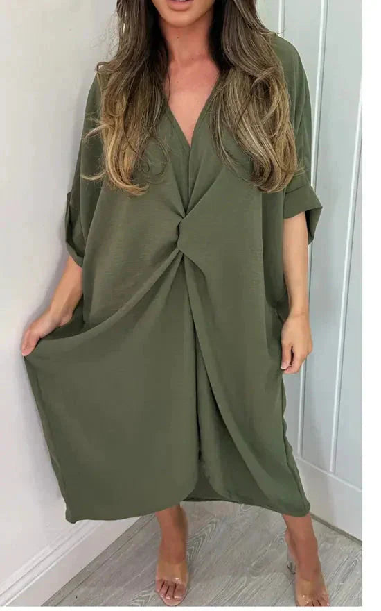 💖UTOLSÓ NAPI PROMÓCIÓ - 50% KEDVEZMÉNY💖Női V-nyakú, szabálytalan, bő ruha