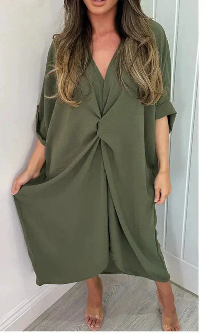 💖UTOLSÓ NAPI PROMÓCIÓ - 50% KEDVEZMÉNY💖Női V-nyakú, szabálytalan, bő ruha