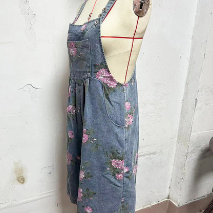 💖UTOLSÓ NAPI PROMÓCIÓ - 50% KEDVEZMÉNY💖Vintage virágos nyomtatott farmer jumpsuit