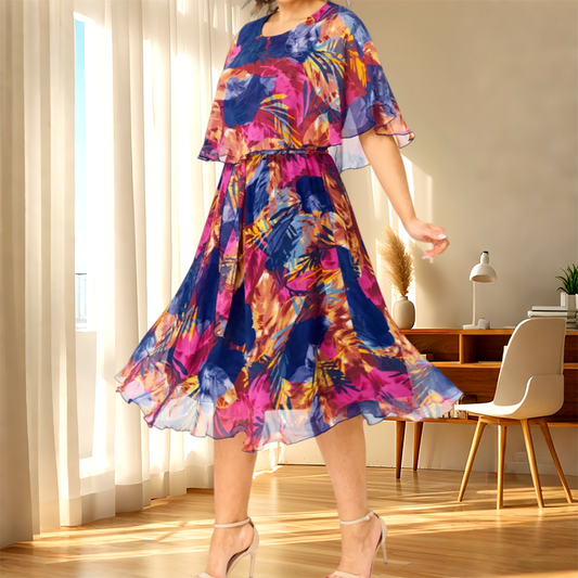👗 Elegáns női fél ujjú virágos női ruha