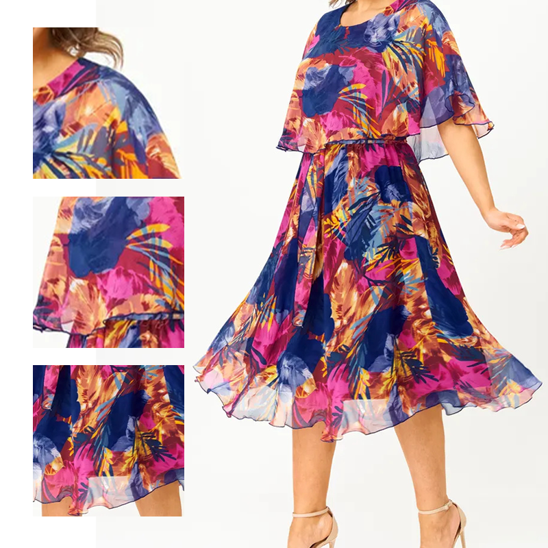👗 Elegáns női fél ujjú virágos női ruha