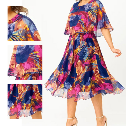 👗 Elegáns női fél ujjú virágos női ruha