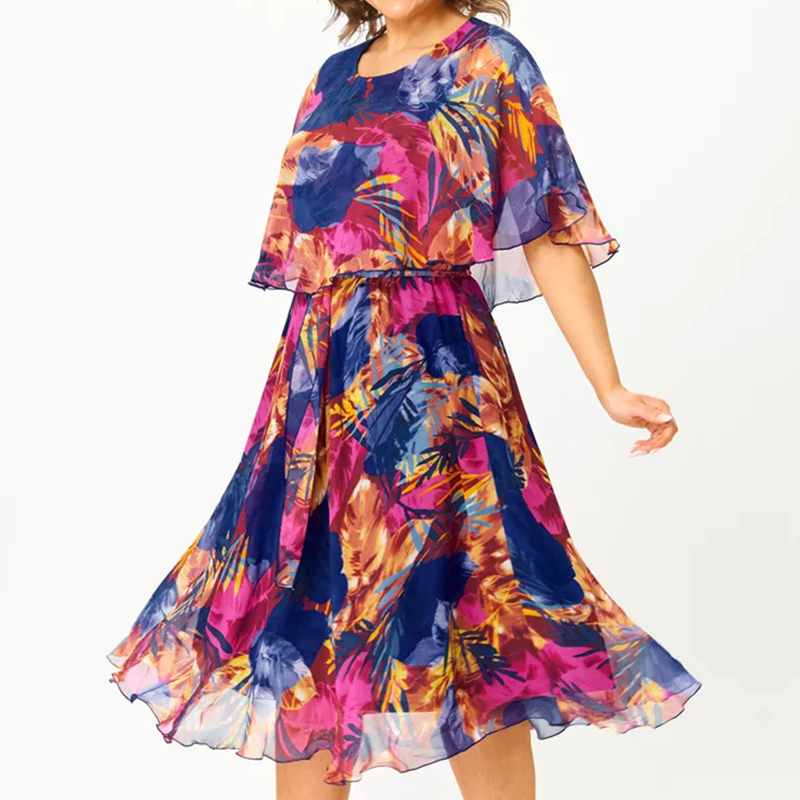 👗 Elegáns női fél ujjú virágos női ruha