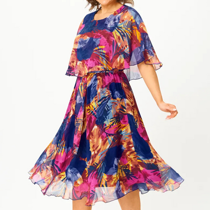 👗 Elegáns női fél ujjú virágos női ruha