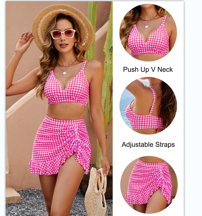 👙Magas derekú női bikiniszett haskontroll Gingham