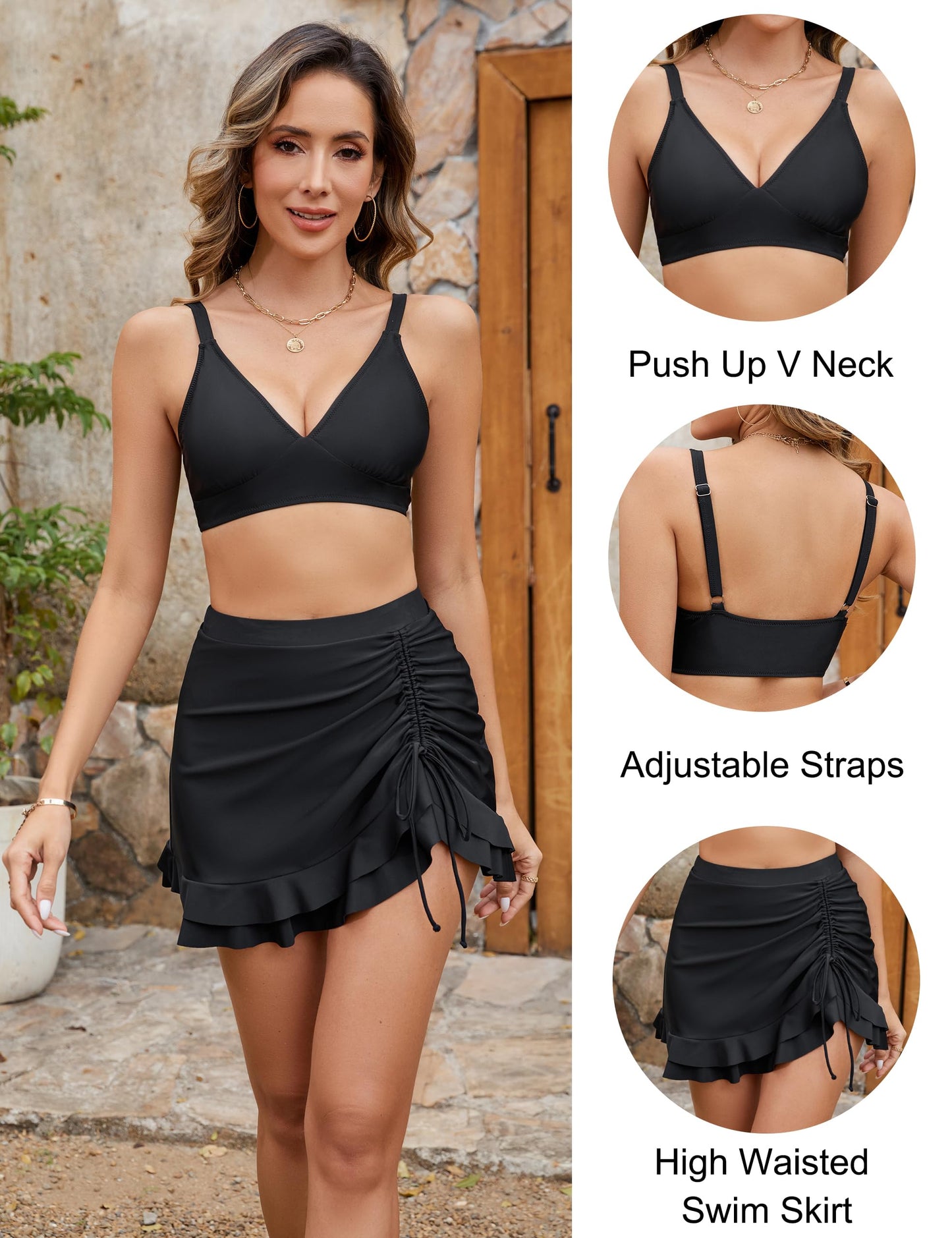 👙Magas derekú női bikiniszett haskontroll Gingham