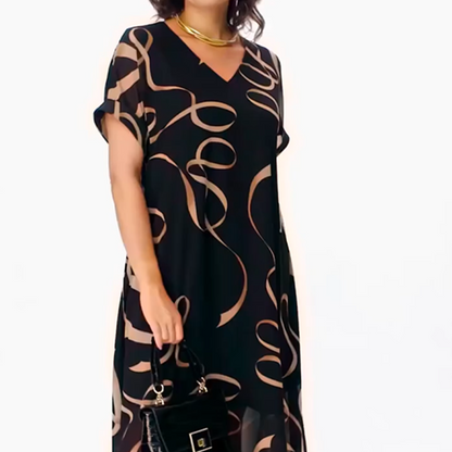 【S-5XL】❄️Chiffon nyomtatott hosszú ruha
