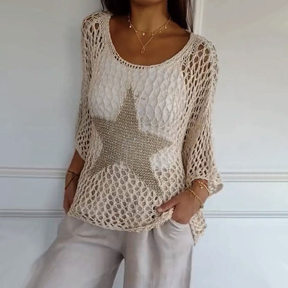 Fashion horgolt hálós női felső