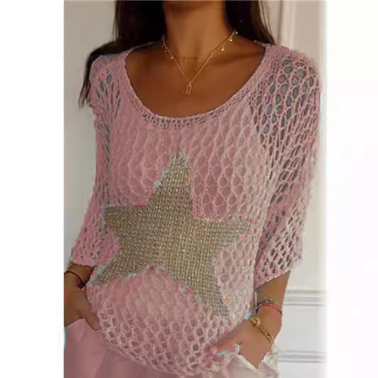 Fashion horgolt hálós női felső