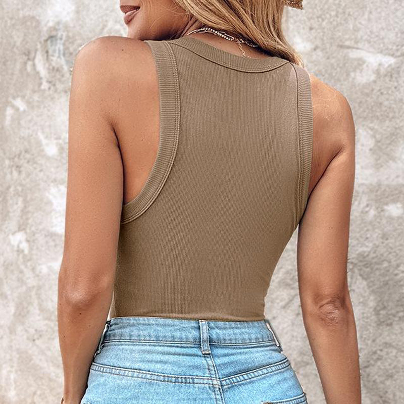[S-2XL]🎉🩱Női bordázott tank top polcos melltartóval