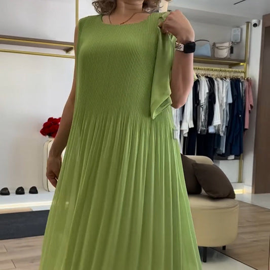 💖UTOLSÓ NAPI PROMÓCIÓ - 50% KEDVEZMÉNY💖Női divat sifon ujjatlan plisszírozott ruha