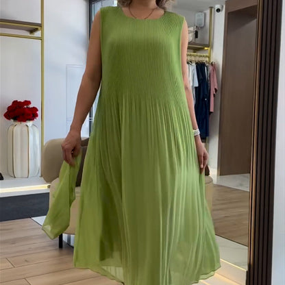 💖UTOLSÓ NAPI PROMÓCIÓ - 50% KEDVEZMÉNY💖Női divat sifon ujjatlan plisszírozott ruha