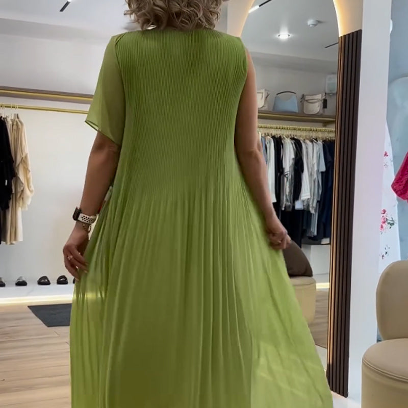 💖UTOLSÓ NAPI PROMÓCIÓ - 50% KEDVEZMÉNY💖Női divat sifon ujjatlan plisszírozott ruha