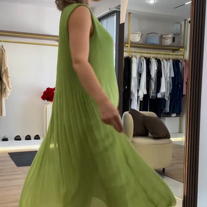 💖UTOLSÓ NAPI PROMÓCIÓ - 50% KEDVEZMÉNY💖Női divat sifon ujjatlan plisszírozott ruha