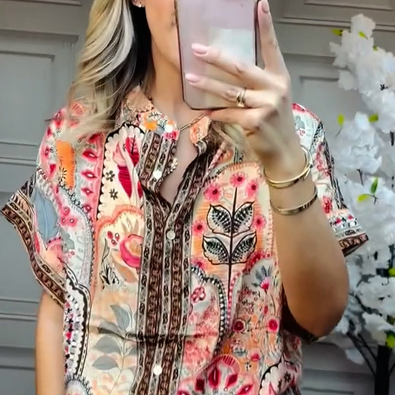 💖 UTOLSÓ NAPI PROMÓCIÓ - 50% KEDVEZMÉNY 💖Női nyomtatott felső és széles szárú nadrág 2 darabos szett