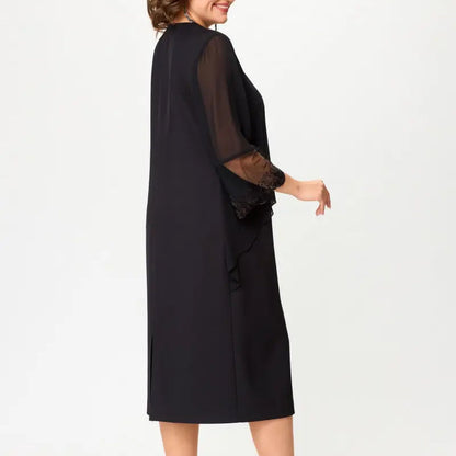 💖 UTOLSÓ NAPI PROMÓCIÓ - 50% KEDVEZMÉNY 💖Női elegáns fekete 3/4 ujjú ceruzaruha