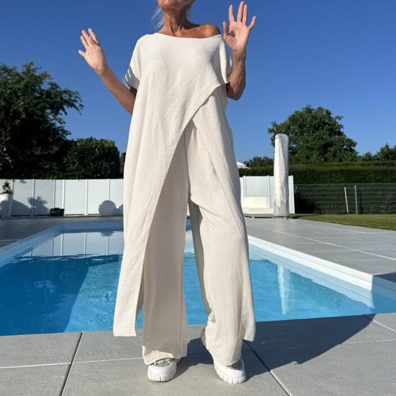 💖 UTOLSÓ NAPI PROMÓCIÓ - 50% KEDVEZMÉNY 💖Egyszínű, váll nélküli felső és nadrág szett