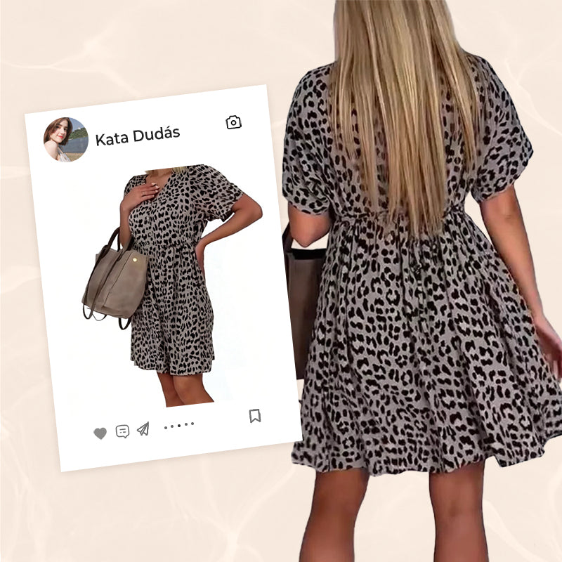 💖 UTOLSÓ NAPI PROMÓCIÓ - 50% KEDVEZMÉNY 💖Női alkalmi V-nyakú rövid ujjú ruha