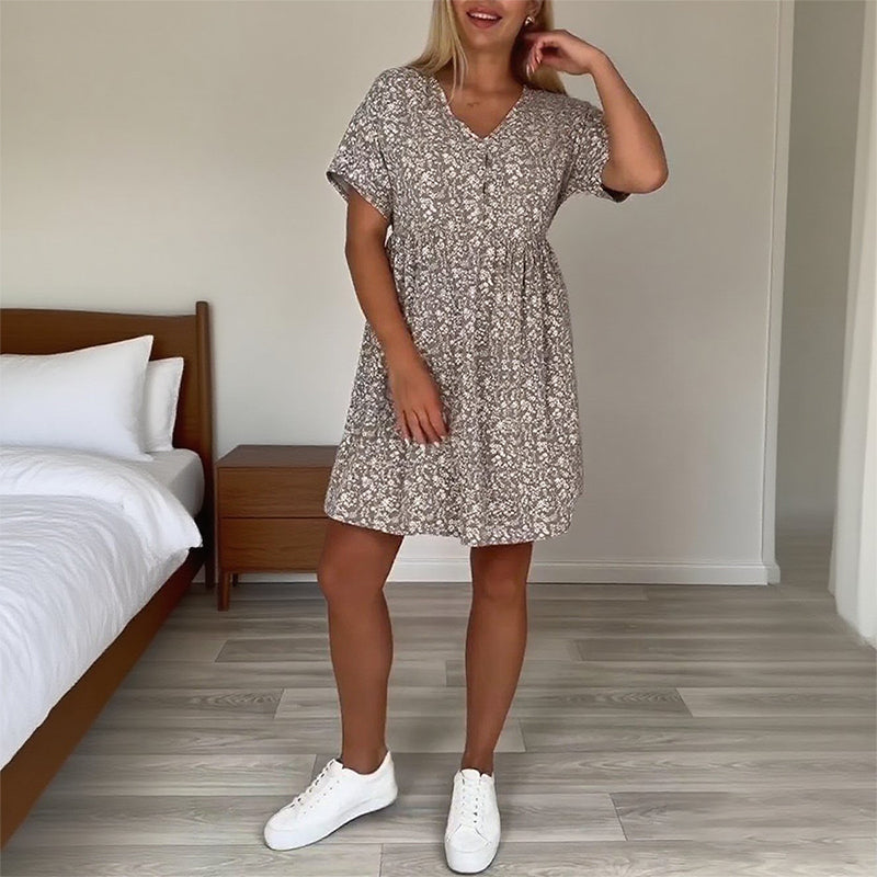 💖 UTOLSÓ NAPI PROMÓCIÓ - 50% KEDVEZMÉNY 💖Női alkalmi V-nyakú rövid ujjú ruha