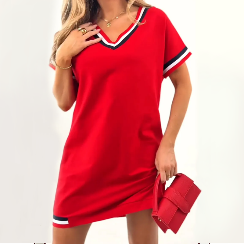 💖 UTOLSÓ NAPI PROMÓCIÓ - 50% KEDVEZMÉNY 💖Női csíkos splicing ruha - Retro hangulat, modern kényelem