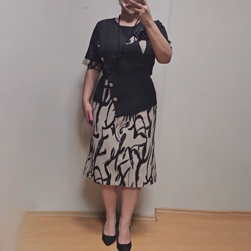 💖 UTOLSÓ NAPI PROMÓCIÓ - 50% KEDVEZMÉNY 💖Női modern ruha, laza szabással és nyomtatott mintával