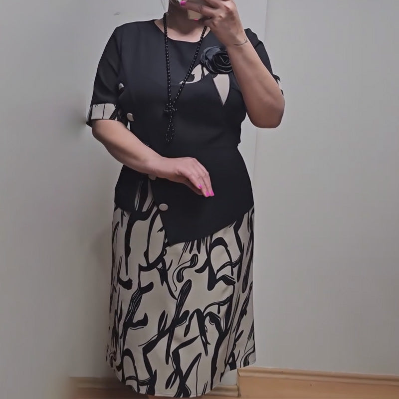 💖 UTOLSÓ NAPI PROMÓCIÓ - 50% KEDVEZMÉNY 💖Női modern ruha, laza szabással és nyomtatott mintával