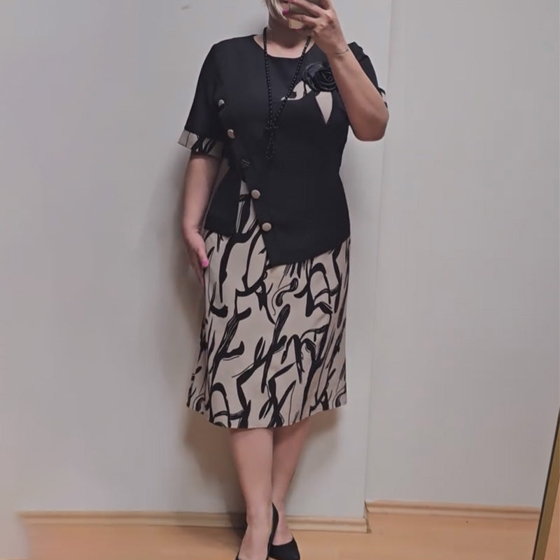 💖 UTOLSÓ NAPI PROMÓCIÓ - 50% KEDVEZMÉNY 💖Női modern ruha, laza szabással és nyomtatott mintával