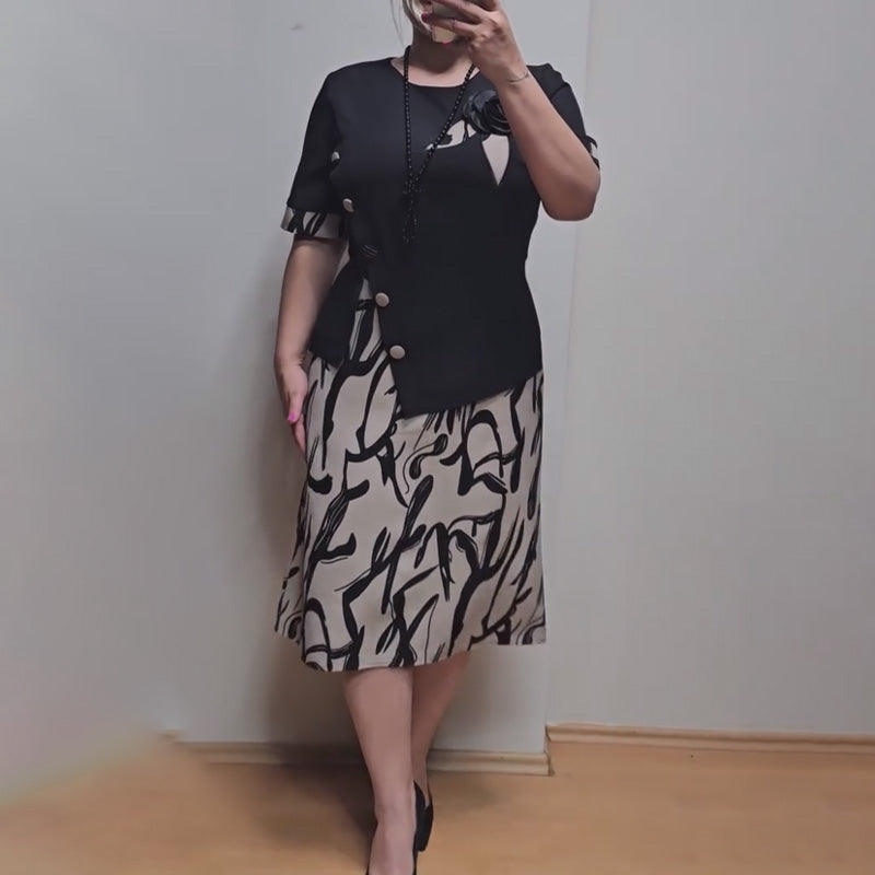 💖 UTOLSÓ NAPI PROMÓCIÓ - 50% KEDVEZMÉNY 💖Női modern ruha, laza szabással és nyomtatott mintával